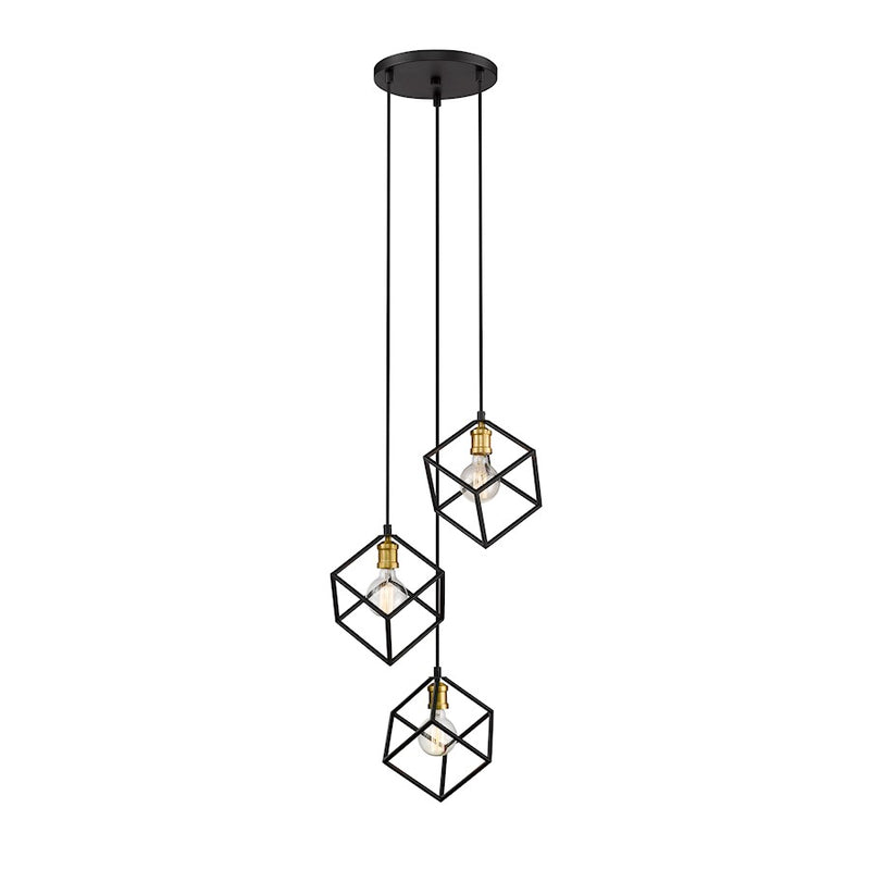 Z-Lite Vertical 3 Light 11" Pendant, Bronze/Olde Brass -478-3BRZ-OBR