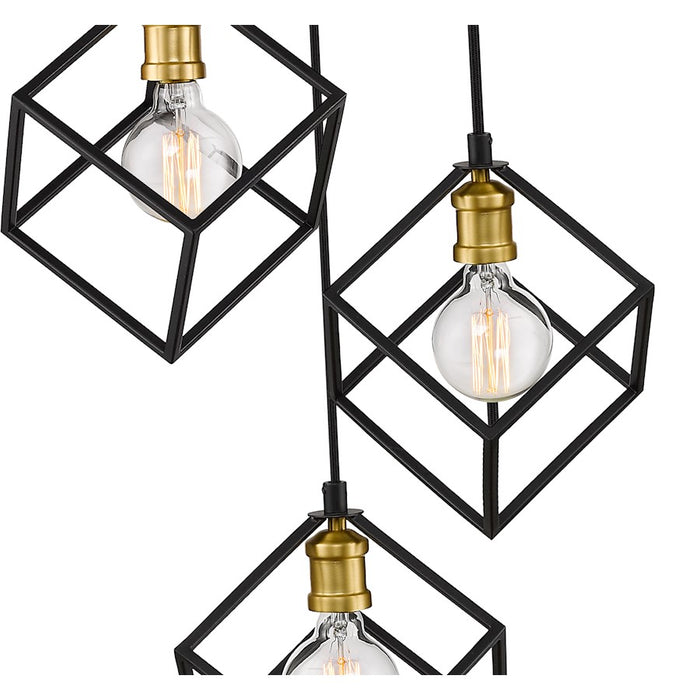 Z-Lite Vertical 3 Light 11" Pendant, Bronze/Olde Brass -478-3BRZ-OBR