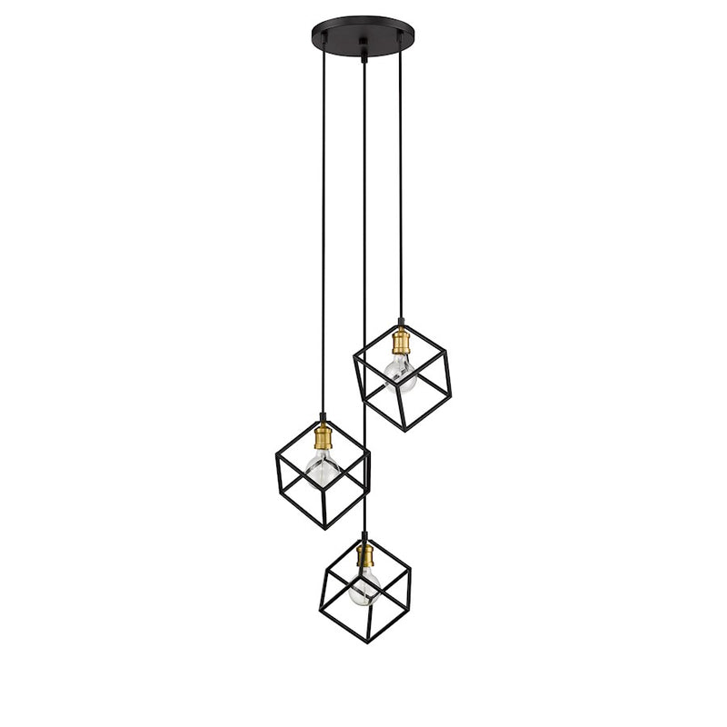 Z-Lite Vertical 3 Light 11" Pendant, Bronze/Olde Brass -478-3BRZ-OBR