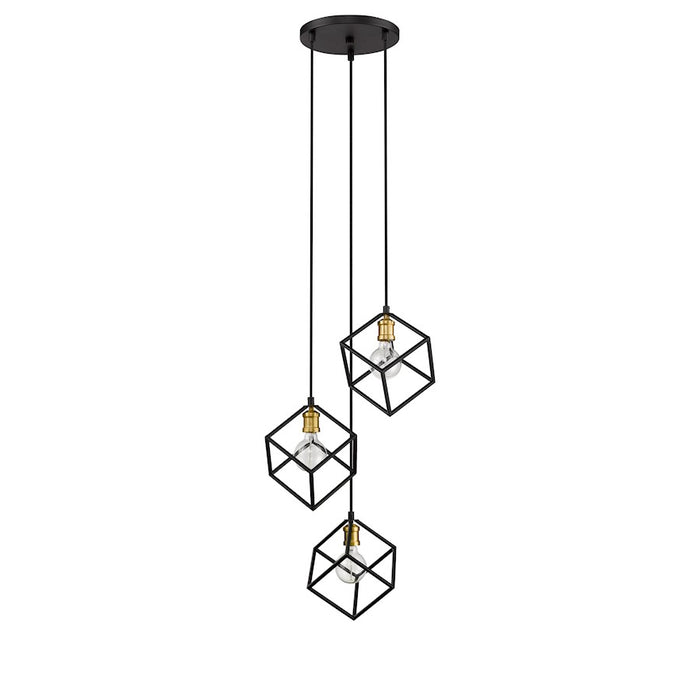 Z-Lite Vertical 3 Light 11" Pendant, Bronze/Olde Brass -478-3BRZ-OBR
