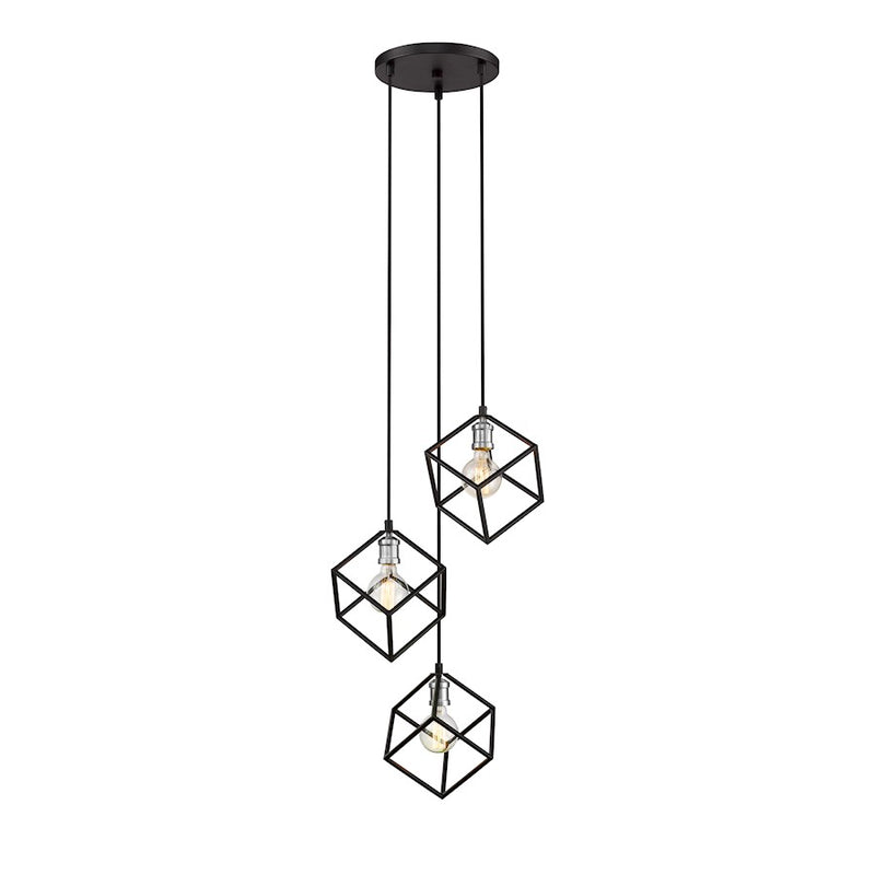 Z-Lite Vertical 3 Light 11" Pendant, Matte Black/Brushed Nickel -478-3MB-BN