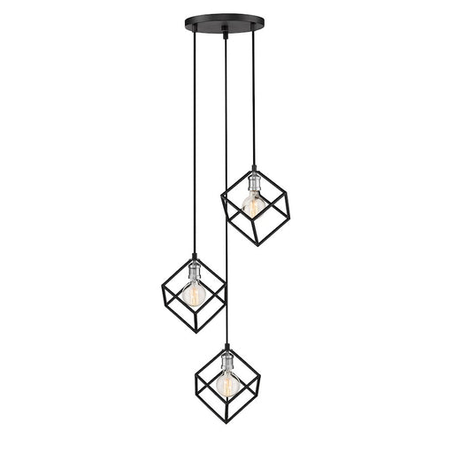 Z-Lite Vertical 3 Light 11" Pendant, Matte Black/Brushed Nickel -478-3MB-BN