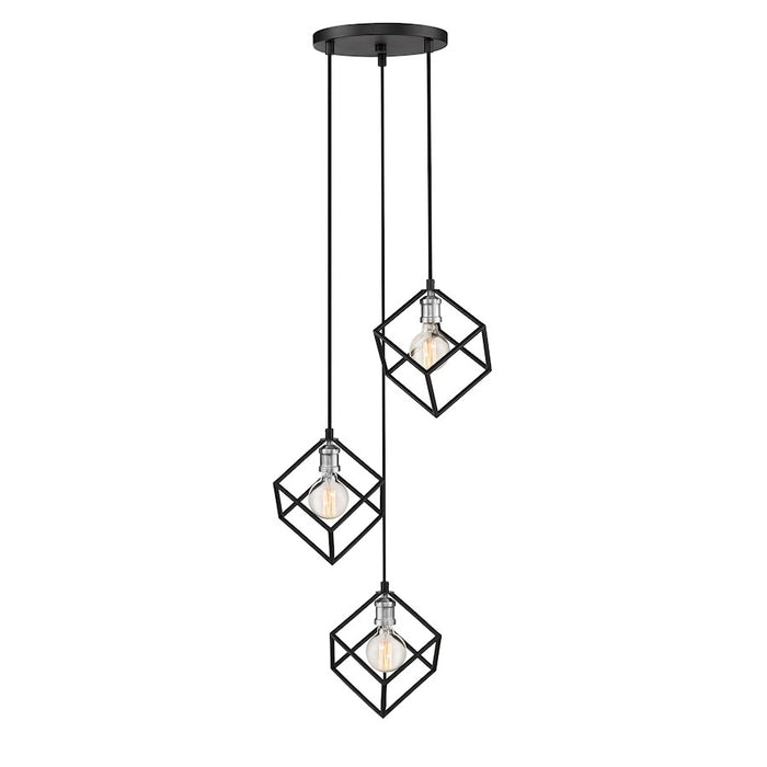 Z-Lite Vertical 3 Light 11" Pendant, Matte Black/Brushed Nickel -478-3MB-BN