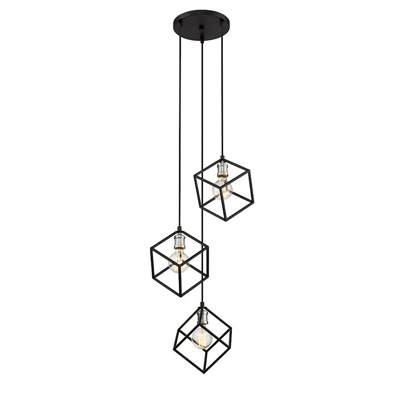 Z-Lite Vertical 3 Light 11" Pendant, Matte Black/Brushed Nickel -478-3MB-BN