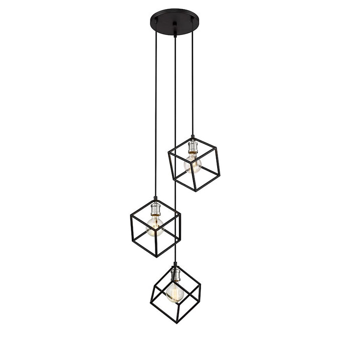 Z-Lite Vertical 3 Light 11" Pendant, Matte Black/Brushed Nickel -478-3MB-BN