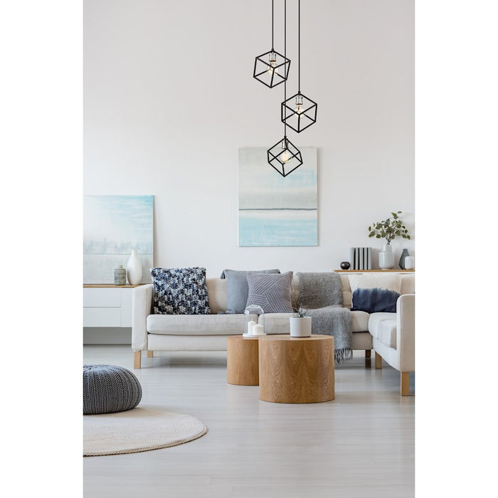 Z-Lite Vertical 3 Light 11" Pendant, Matte Black/Brushed Nickel -478-3MB-BN