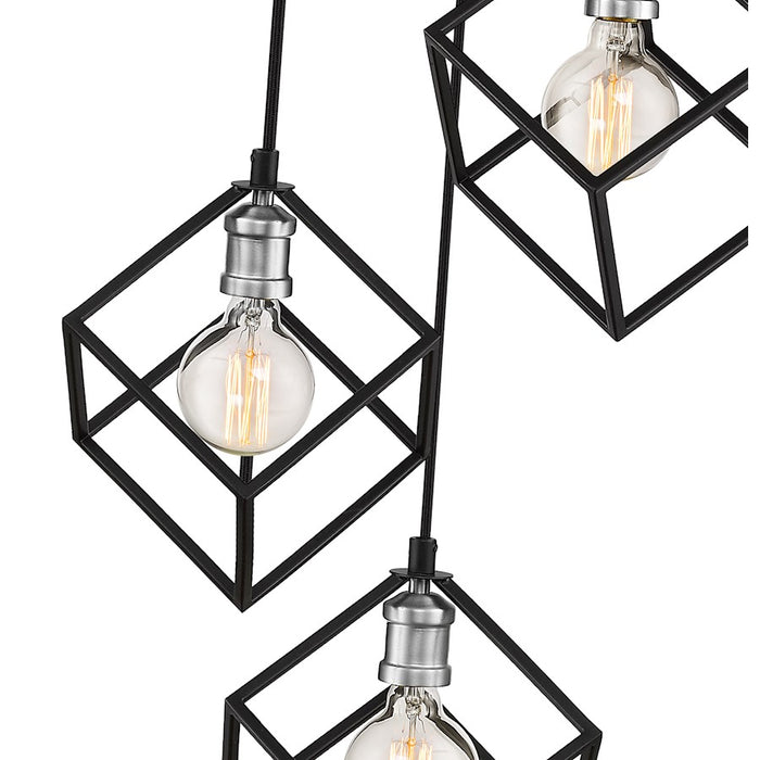 Z-Lite Vertical 3 Light 11" Pendant, Matte Black/Brushed Nickel -478-3MB-BN