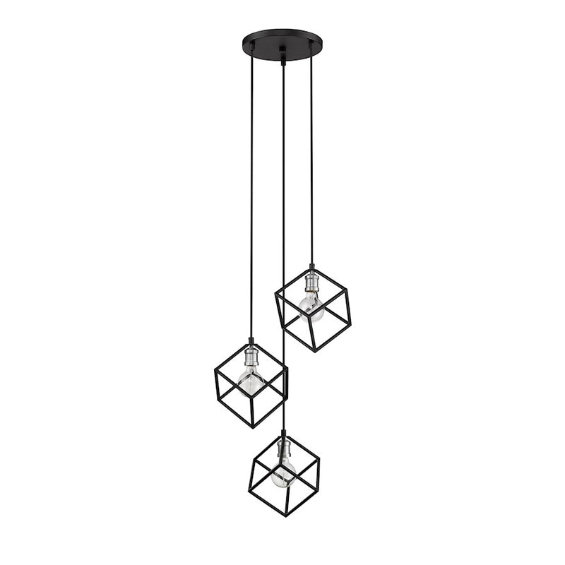 Z-Lite Vertical 3 Light 11" Pendant, Matte Black/Brushed Nickel -478-3MB-BN