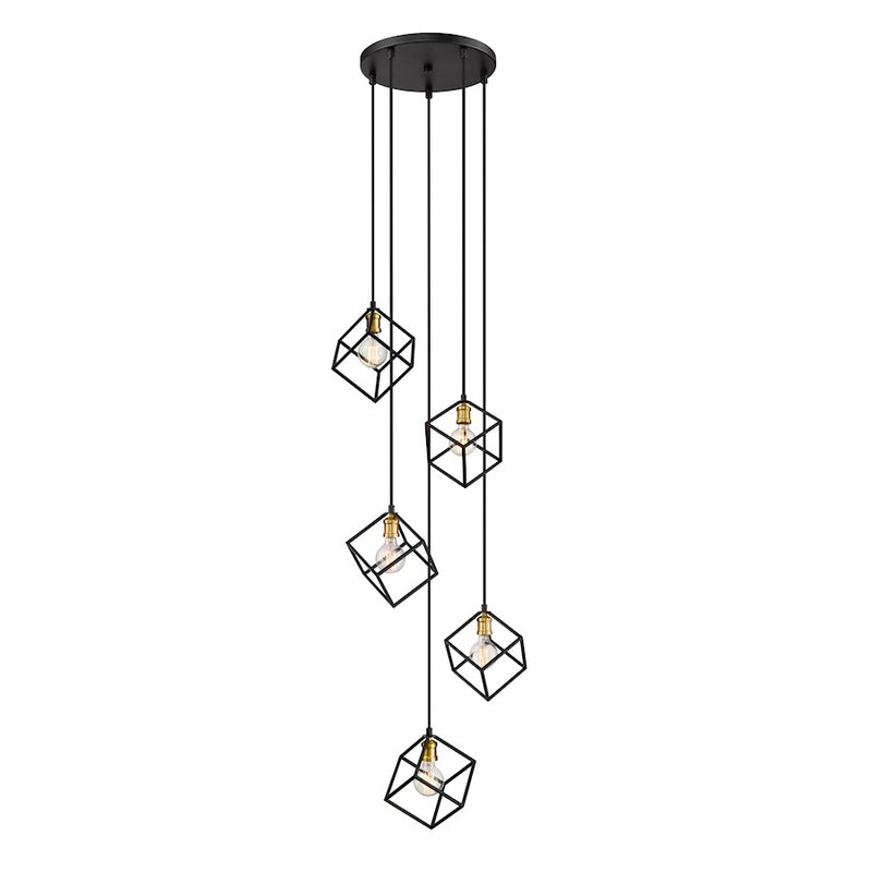 Z-Lite Vertical 5 Light 11" Pendant, Bronze/Olde Brass -478-5BRZ-OBR