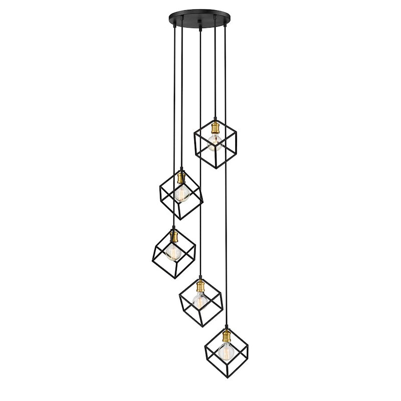 Z-Lite Vertical 5 Light 11" Pendant, Bronze/Olde Brass -478-5BRZ-OBR