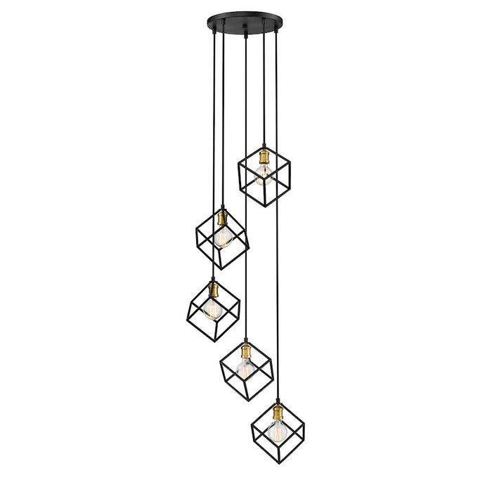 Z-Lite Vertical 5 Light 11" Pendant, Bronze/Olde Brass -478-5BRZ-OBR