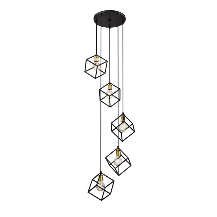 Z-Lite Vertical 5 Light 11" Pendant, Bronze/Olde Brass -478-5BRZ-OBR