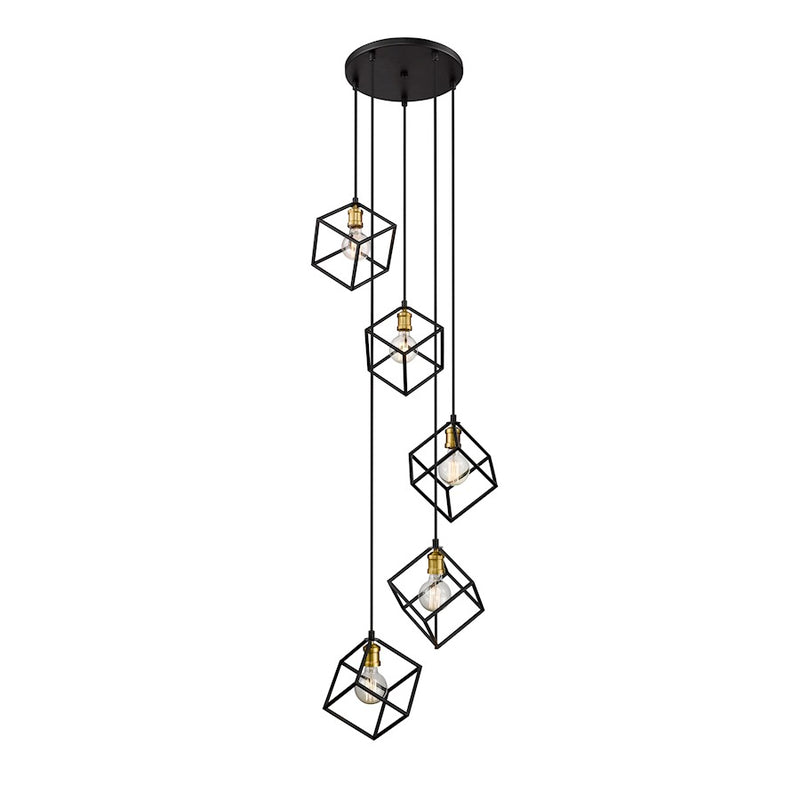 Z-Lite Vertical 5 Light 11" Pendant, Bronze/Olde Brass -478-5BRZ-OBR