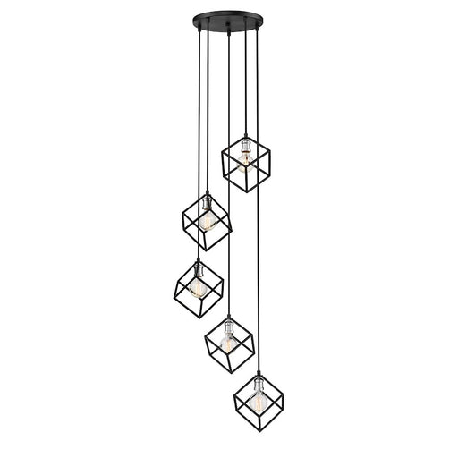 Z-Lite Vertical 5 Light 11" Pendant, Matte Black/Brushed Nickel -478-5MB-BN