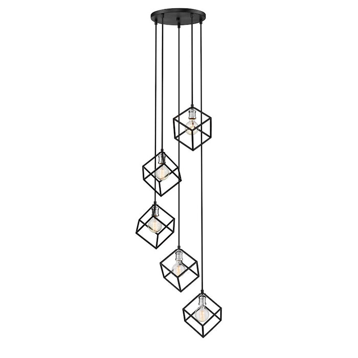 Z-Lite Vertical 5 Light 11" Pendant, Matte Black/Brushed Nickel -478-5MB-BN