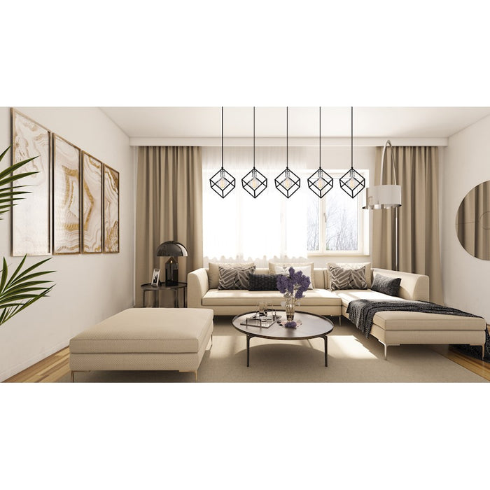 Z-Lite Vertical 5 Light 11" Pendant, Matte Black/Brushed Nickel -478-5MB-BN