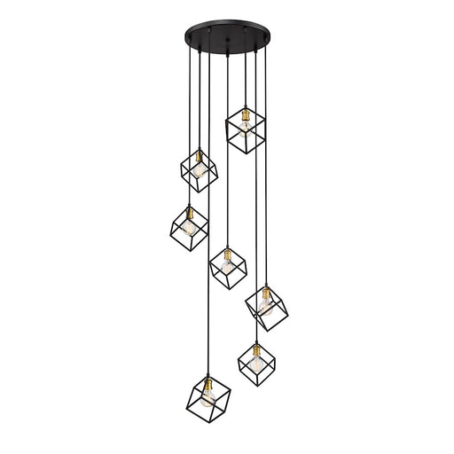 Z-Lite Vertical 7 Light 11" Pendant, Bronze/Olde Brass -478-7BRZ-OBR