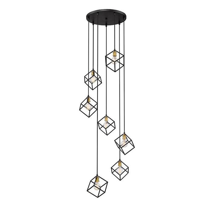Z-Lite Vertical 7 Light 11" Pendant, Bronze/Olde Brass -478-7BRZ-OBR