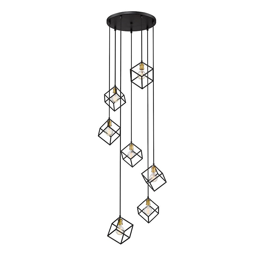 Z-Lite Vertical 7 Light 11" Pendant, Bronze/Olde Brass -478-7BRZ-OBR