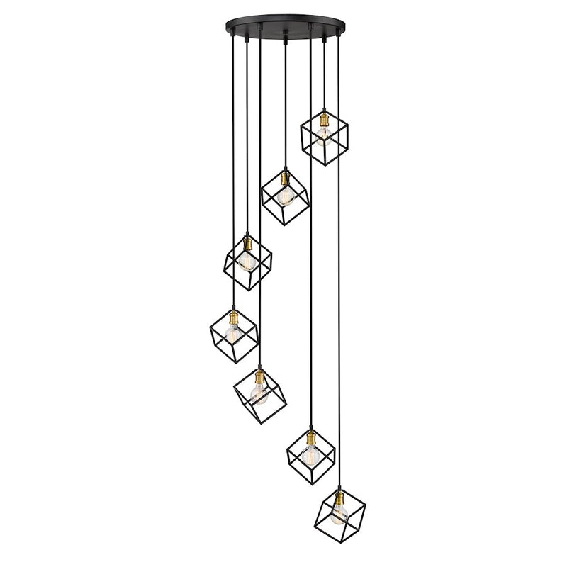 Z-Lite Vertical 7 Light 11" Pendant, Bronze/Olde Brass -478-7BRZ-OBR