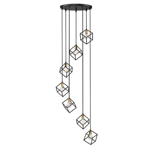Z-Lite Vertical 7 Light 11" Pendant, Bronze/Olde Brass -478-7BRZ-OBR