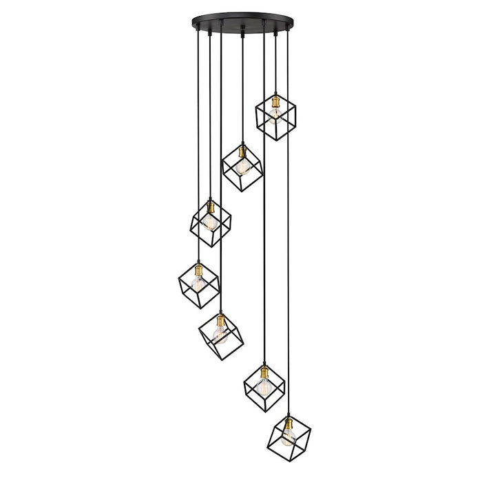 Z-Lite Vertical 7 Light 11" Pendant, Bronze/Olde Brass -478-7BRZ-OBR