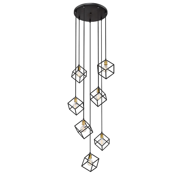 Z-Lite Vertical 7 Light 11" Pendant, Bronze/Olde Brass -478-7BRZ-OBR
