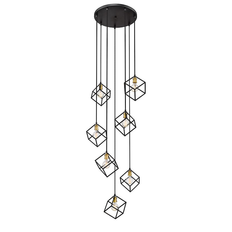Z-Lite Vertical 7 Light 11" Pendant, Bronze/Olde Brass -478-7BRZ-OBR