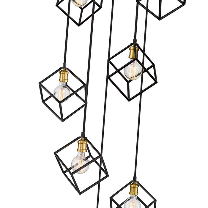 Z-Lite Vertical 7 Light 11" Pendant, Bronze/Olde Brass -478-7BRZ-OBR