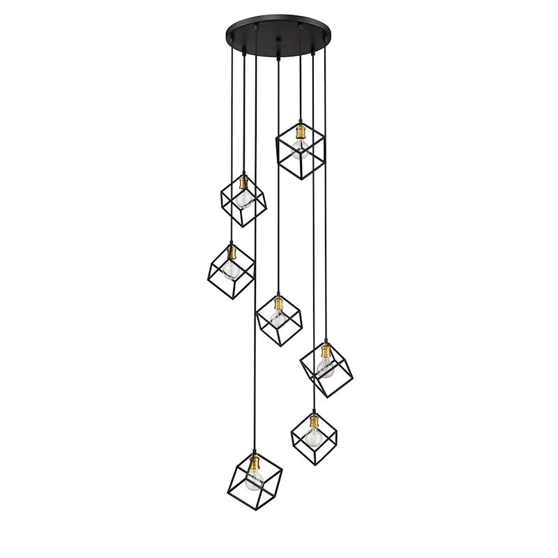Z-Lite Vertical 7 Light 11" Pendant, Bronze/Olde Brass -478-7BRZ-OBR