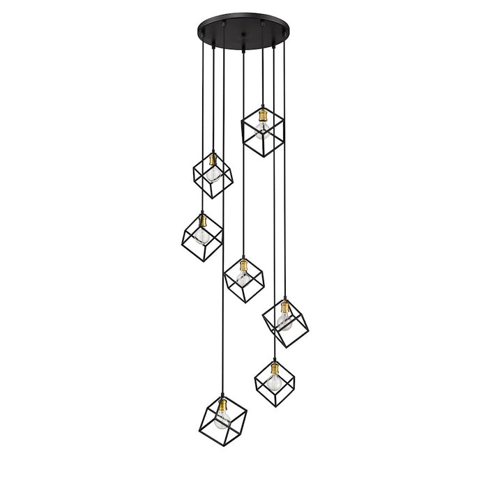 Z-Lite Vertical 7 Light 11" Pendant, Bronze/Olde Brass -478-7BRZ-OBR