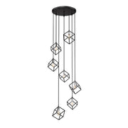 Z-Lite Vertical 7 Light 11" Pendant, Matte Black/Brushed Nickel -478-7MB-BN