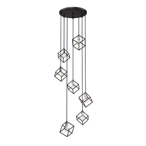 Z-Lite Vertical 7 Light 11" Pendant, Matte Black/Brushed Nickel -478-7MB-BN