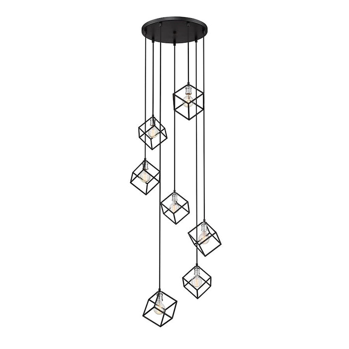 Z-Lite Vertical 7 Light 11" Pendant, Matte Black/Brushed Nickel -478-7MB-BN