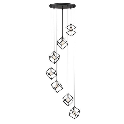 Z-Lite Vertical 7 Light 11" Pendant, Matte Black/Brushed Nickel -478-7MB-BN