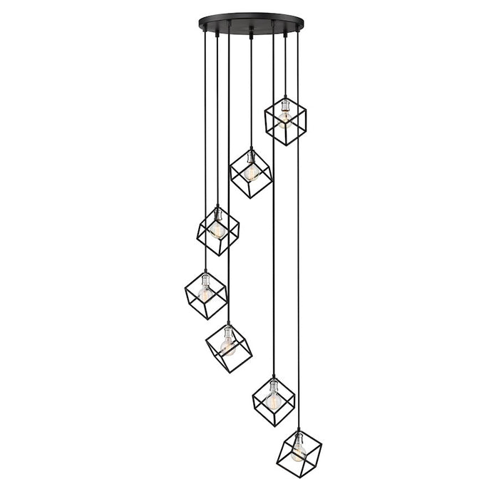 Z-Lite Vertical 7 Light 11" Pendant, Matte Black/Brushed Nickel -478-7MB-BN