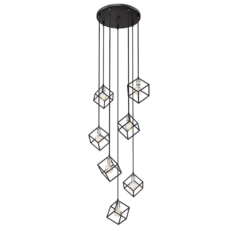 Z-Lite Vertical 7 Light 11" Pendant, Matte Black/Brushed Nickel -478-7MB-BN