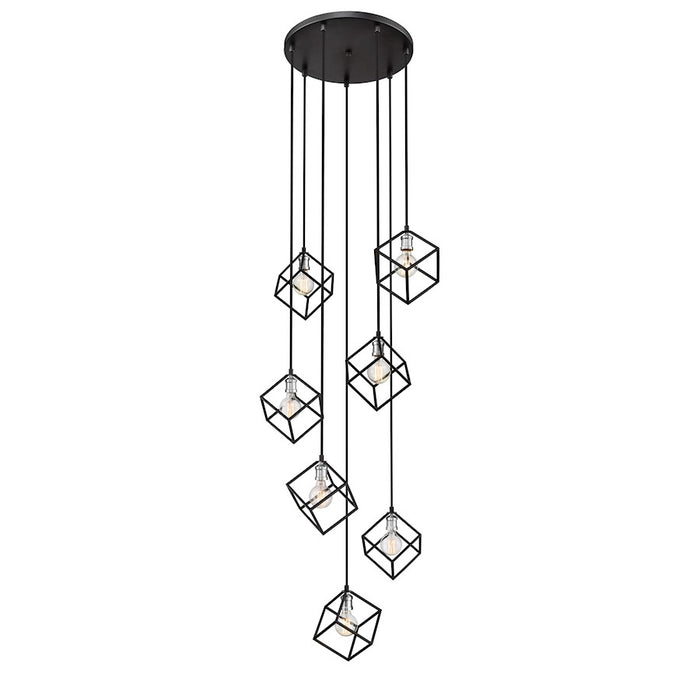 Z-Lite Vertical 7 Light 11" Pendant, Matte Black/Brushed Nickel -478-7MB-BN