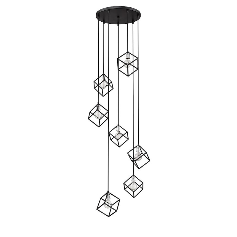 Z-Lite Vertical 7 Light 11" Pendant, Matte Black/Brushed Nickel -478-7MB-BN