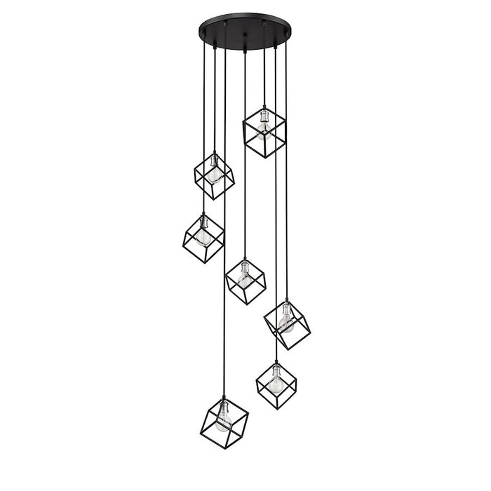 Z-Lite Vertical 7 Light 11" Pendant, Matte Black/Brushed Nickel -478-7MB-BN