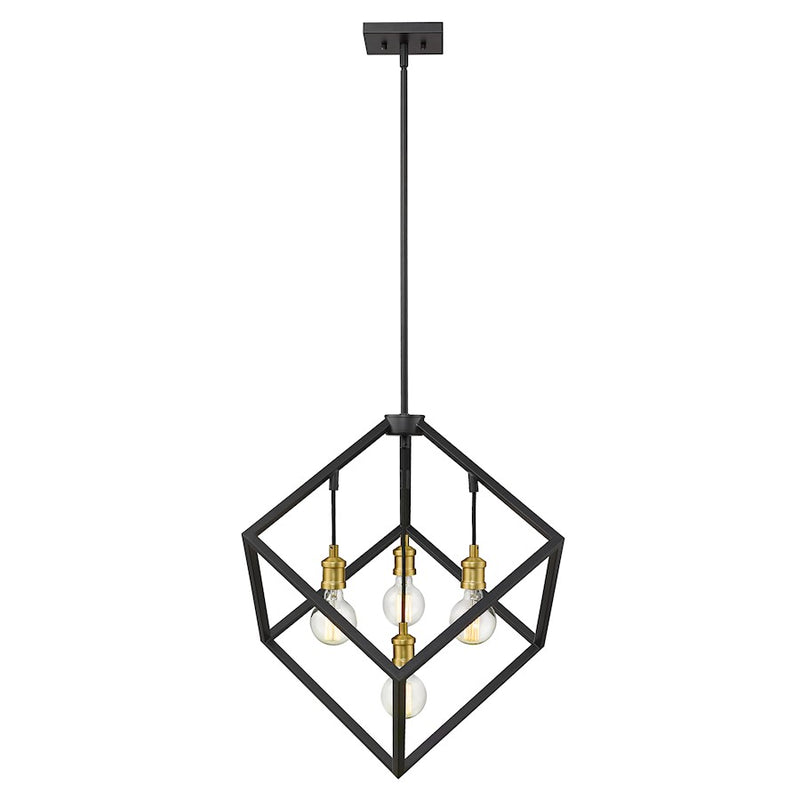Z-Lite Vertical 4 Light 25.75" Pendant, Bronze/Olde Brass -478P24-BRZ-OBR