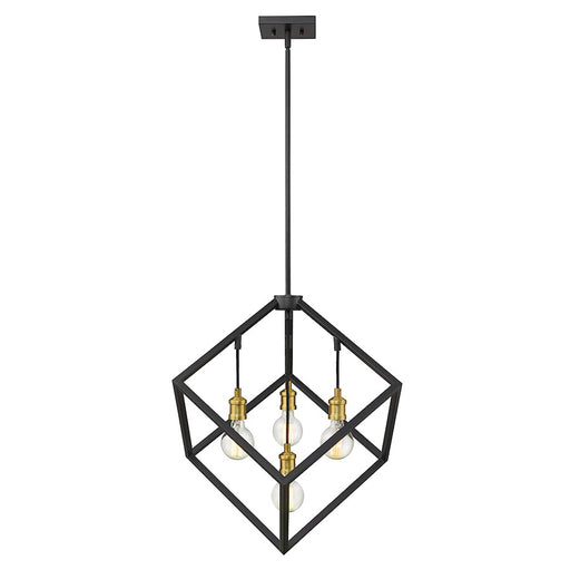 Z-Lite Vertical 4 Light 25.75" Pendant, Bronze/Olde Brass -478P24-BRZ-OBR