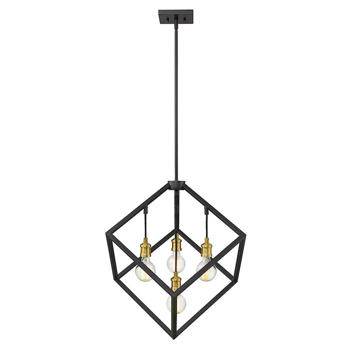 Z-Lite Vertical 4 Light 25.75" Pendant, Bronze/Olde Brass -478P24-BRZ-OBR
