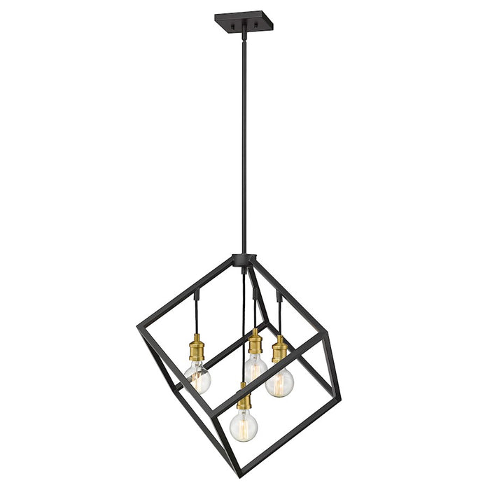 Z-Lite Vertical 4 Light 25.75" Pendant, Bronze/Olde Brass -478P24-BRZ-OBR