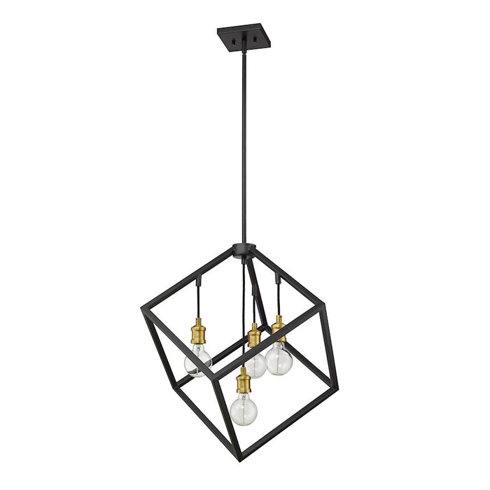 Z-Lite Vertical 4 Light 25.75" Pendant, Bronze/Olde Brass -478P24-BRZ-OBR