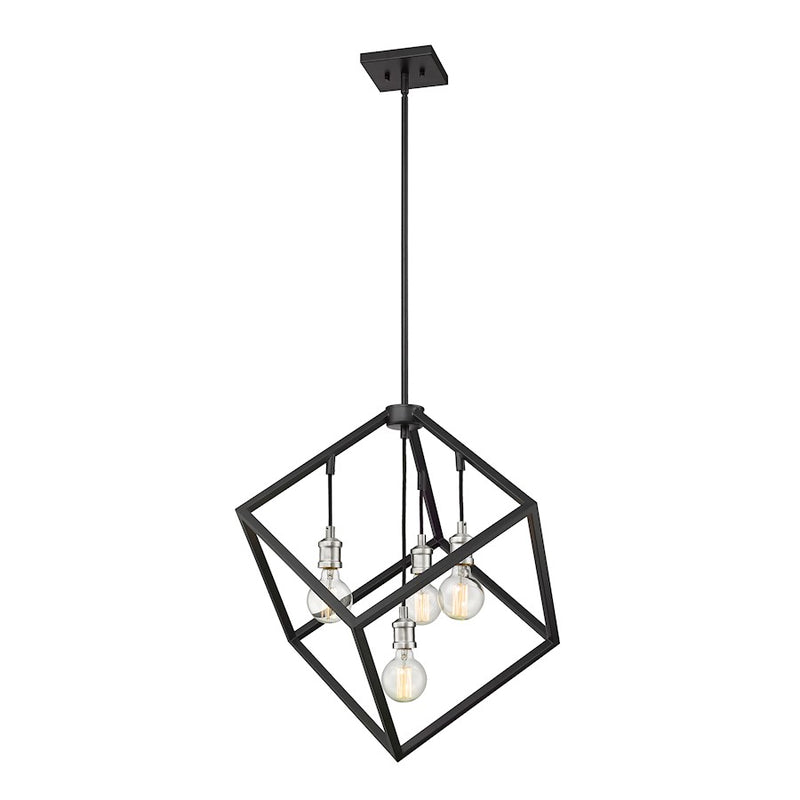Z-Lite Vertical 4 Light 25.75" Pendant, Matte Black/Brushed Nickel -478P24-MB-BN