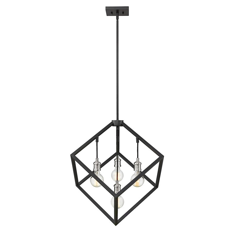 Z-Lite Vertical 4 Light 25.75" Pendant, Matte Black/Brushed Nickel -478P24-MB-BN
