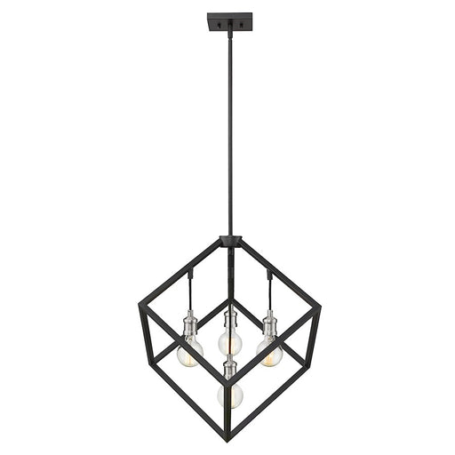 Z-Lite Vertical 4 Light 25.75" Pendant, Matte Black/Brushed Nickel -478P24-MB-BN