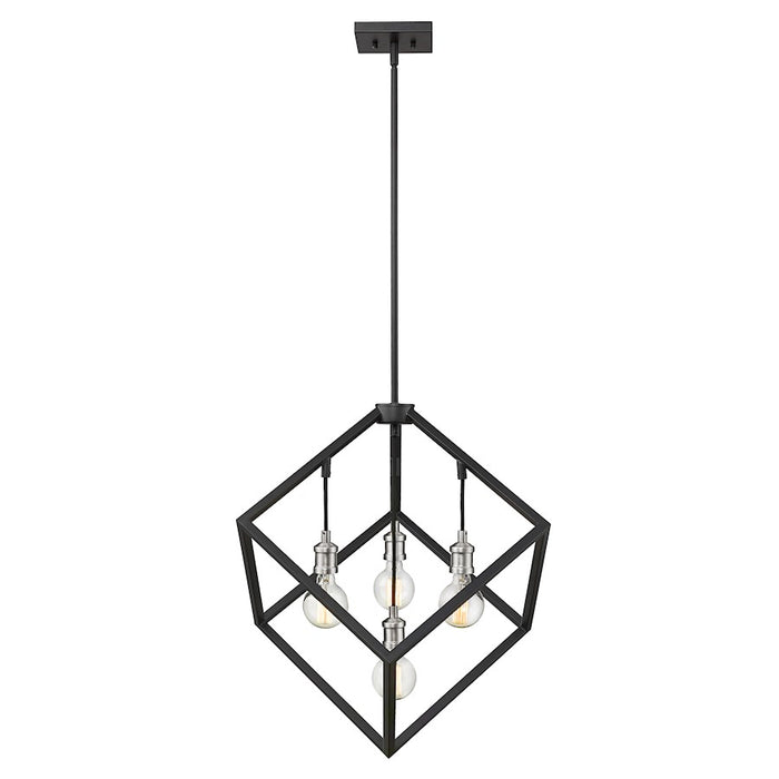 Z-Lite Vertical 4 Light 25.75" Pendant, Matte Black/Brushed Nickel -478P24-MB-BN
