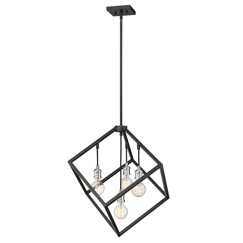 Z-Lite Vertical 4 Light 25.75" Pendant, Matte Black/Brushed Nickel -478P24-MB-BN